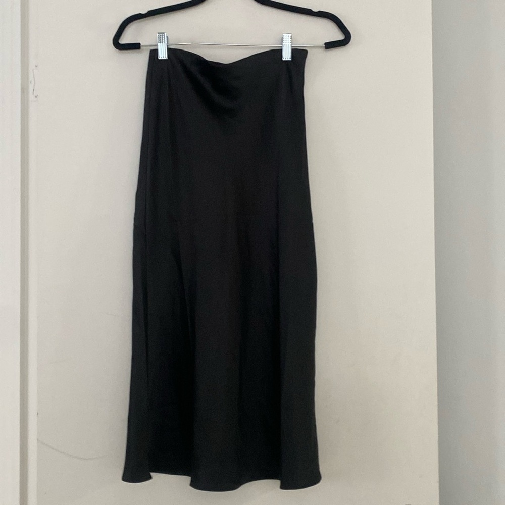 Black Silk Midi Skirt